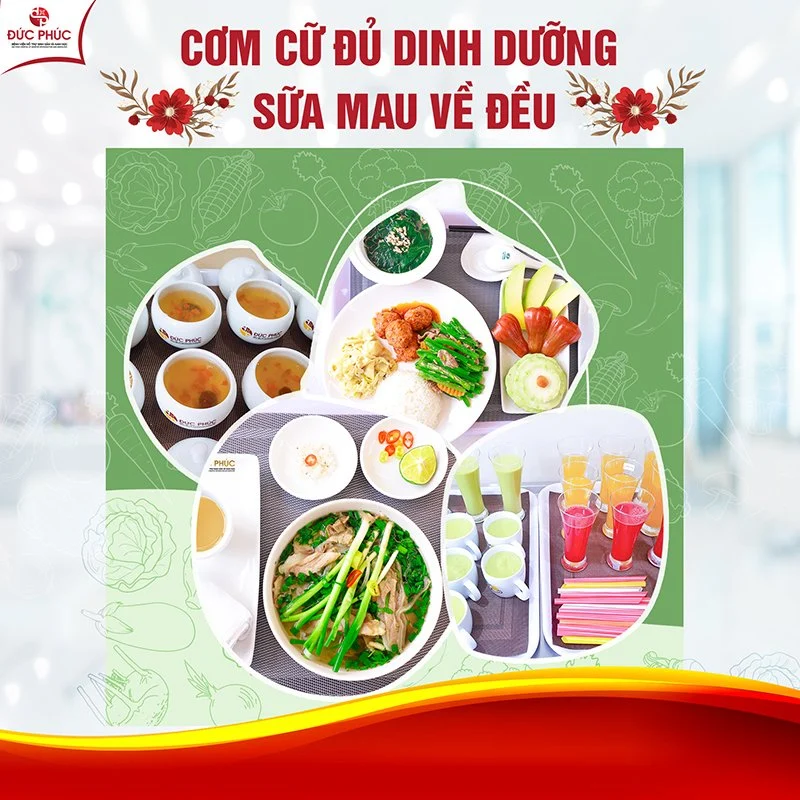 Bữa cơm cữ đủ dưỡng chất tại Bệnh viện Đức Phúc