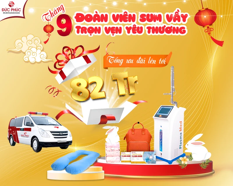 Bệnh viện Đức Phúc dành tặng quà đoàn viên trị giá 82 triệu đồng cho tất cả các gia đình khi đăng ký Thai sản trọn gói tại viện. Bệnh viện Đức Phúc dành tặng quà đoàn viên trị giá 82 triệu đồng cho tất cả các gia đình khi đăng ký Thai sản trọn gói tại viện.